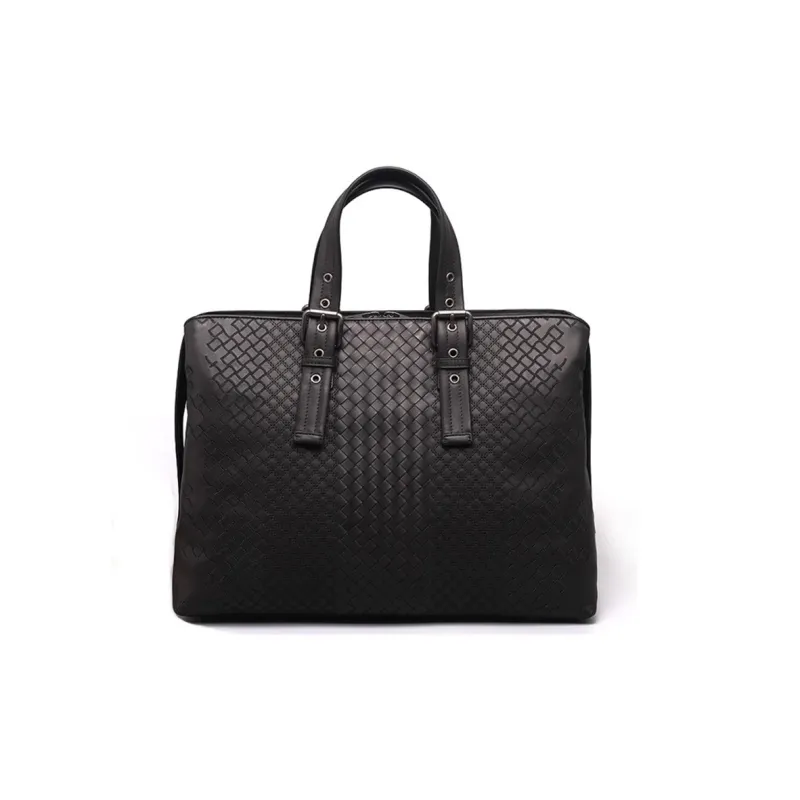 CMLZIUA Top Grain Cow Leather Handbag Regular Unisex Black-1