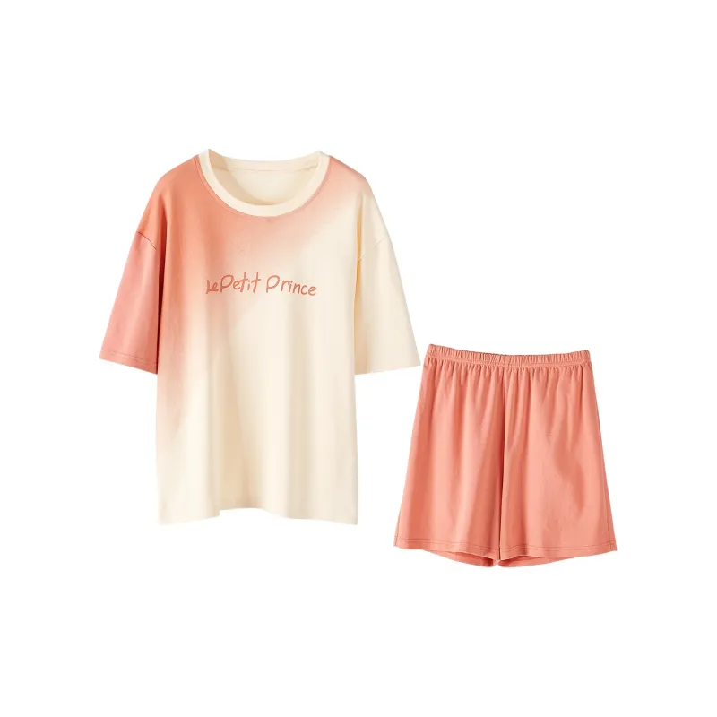 H YXIANG Pajama Set Women's Orange Pink-0
