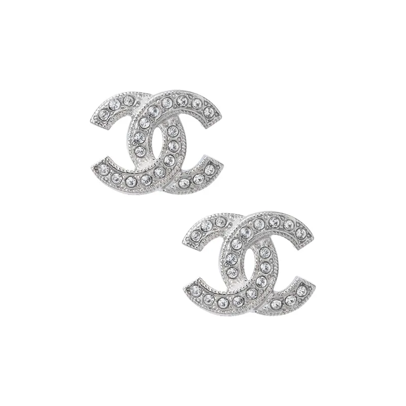 CHANEL Metal Stud Earrings Women's Silver-0
