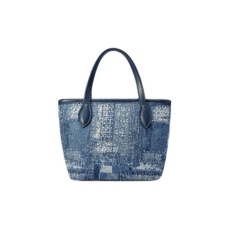 FION Fabric Small Square Bag, Handbag, Crossbody Bag Regular Women's Blue/Dark Blue-4