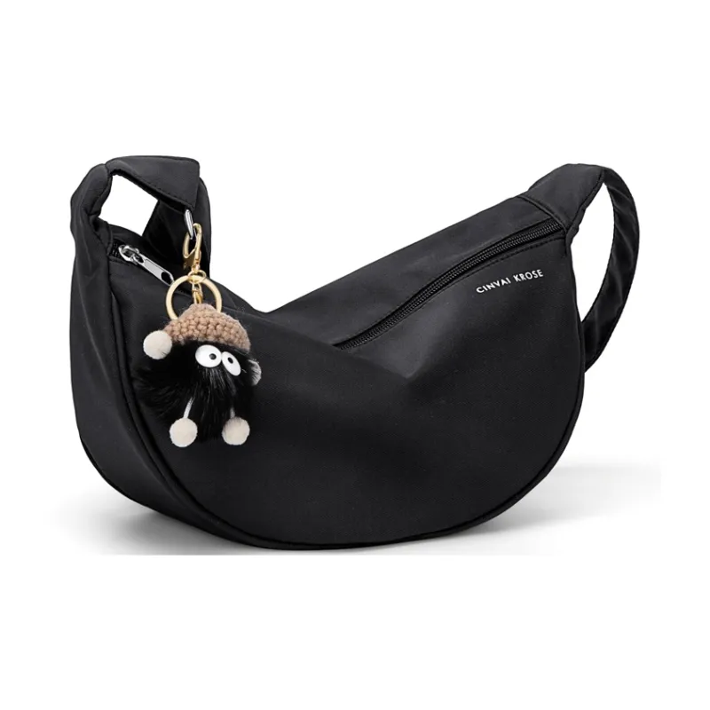 CinvaiKrose Fabric Shoulder Bag, Crossbody Bag, Dumpling Bag, Sling Bag Small Size Women's Ecru/Black/Burgundy-9