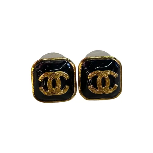 CHANEL Stud Earrings Women's Black