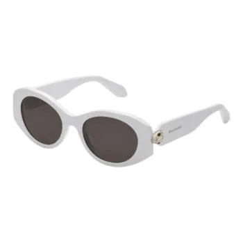 BVLGARI Acetate Plate Frame Oval Sunglasses Women's White