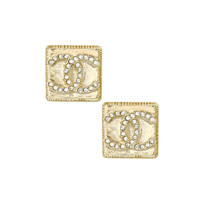 CHANEL 22c Early Spring Stud Earrings Women's Gold-0