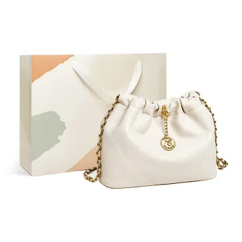 15 MINS Cow Leather Chain Bag Shoulder Bag Crossbody Bag Regular Women's Midnight Black/Ecru