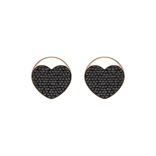 Swarovski Stud Earrings Women's Rose Gold/Black