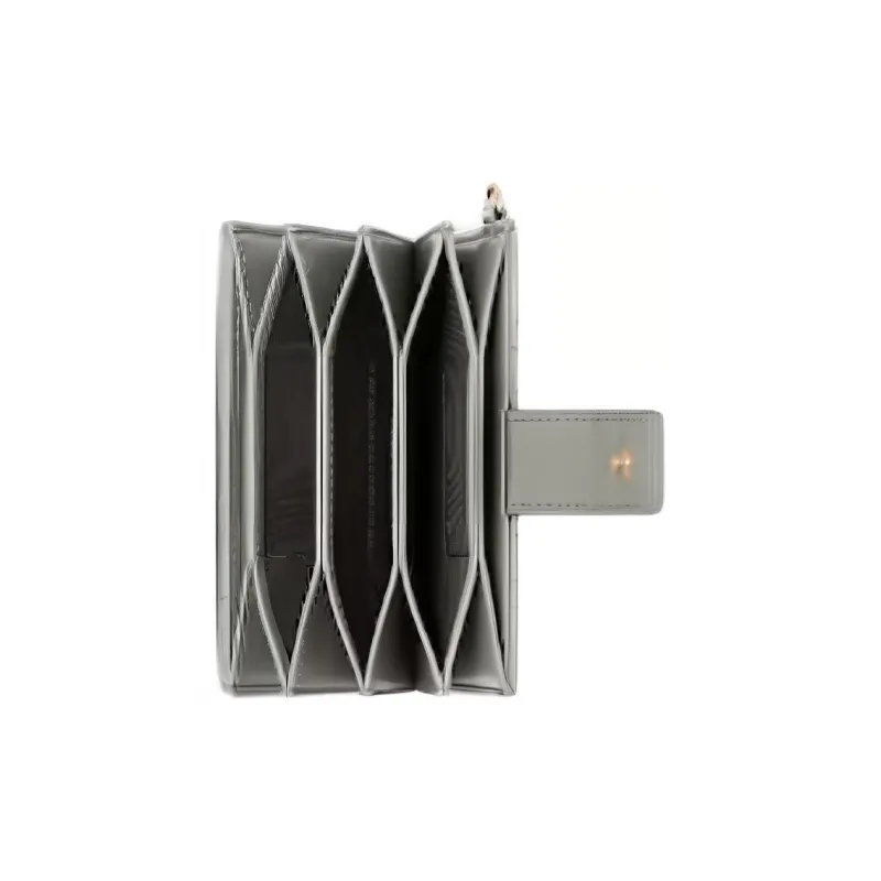 DIOR Lady Dior Cow Leather Wicker Pattern Coin Purse Card Clip Card Holder Women's Rock Gray-4