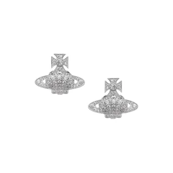 Vivienne Westwood Brass, Crystal Stud Earrings Women's Silver