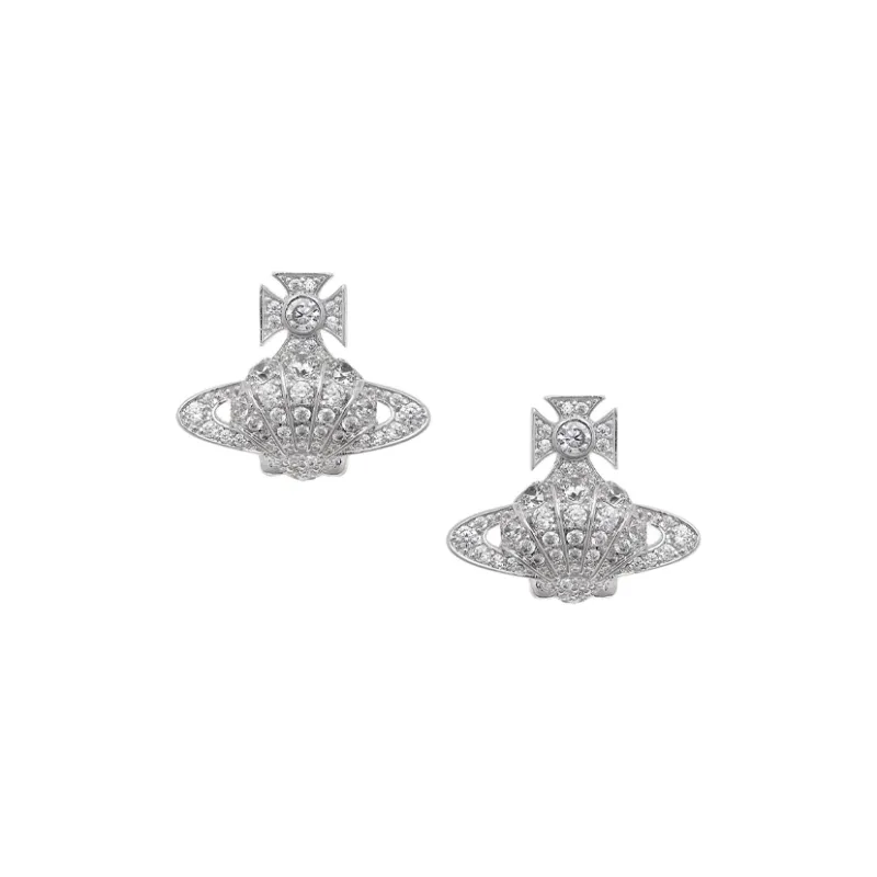 Vivienne Westwood Brass, Crystal Stud Earrings Women's Silver-0