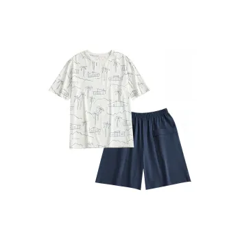 Peninsula City Pajama Set Men's Simple Brushwork