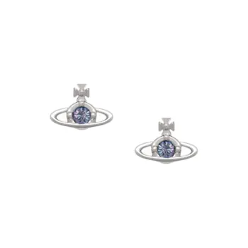 Vivienne Westwood Brass Stud Earrings Unisex Silver/Blue Diamond