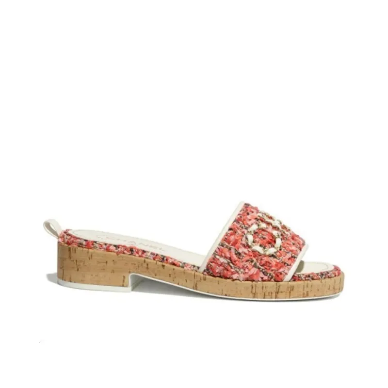 CHANEL Rubber Sole Abrasion Resistant Slide Slippers Women's Coral-1