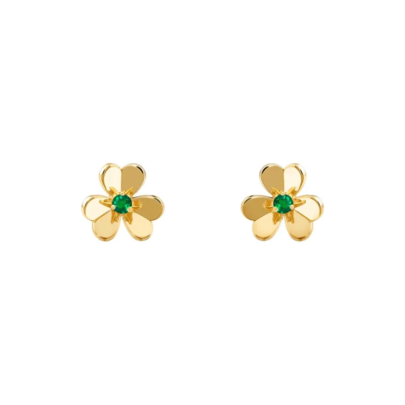 Van Cleef & Arpels Frivole Series Yellow K Gold Stud Earrings Women's-0