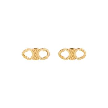 CELINE Triomphe Gourmette Studs In Brass With Gold Finish