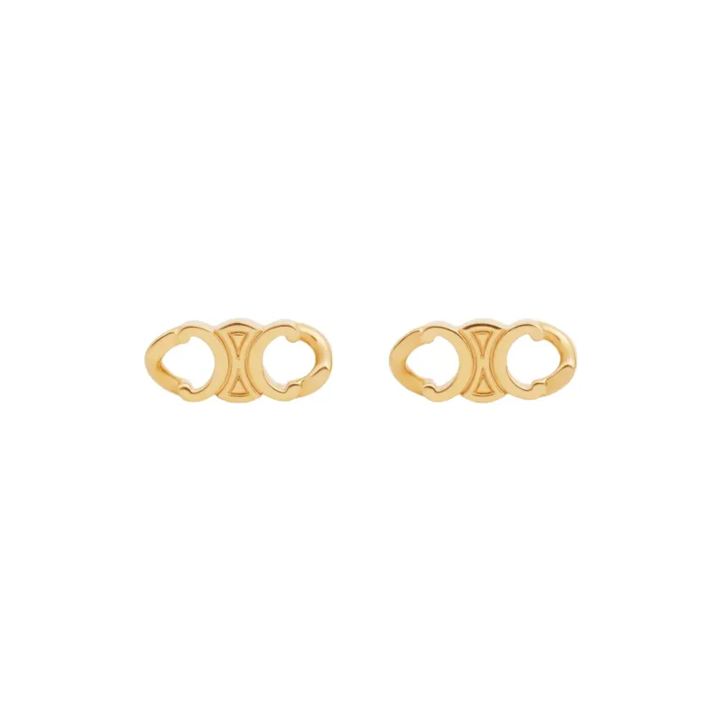 CELINE Triomphe Gourmette Studs In Brass With Gold Finish-0