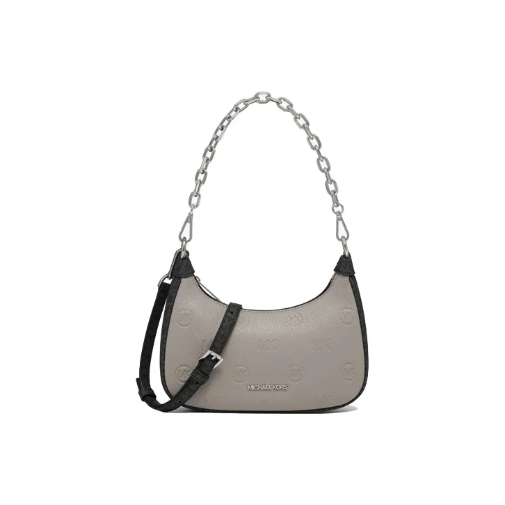 MICHAEL KORS Patchwork Leather Shoulder Bag, Portable Crossbody Shoulder Bag Medium Size Women's Pink/Gray/Brown-4