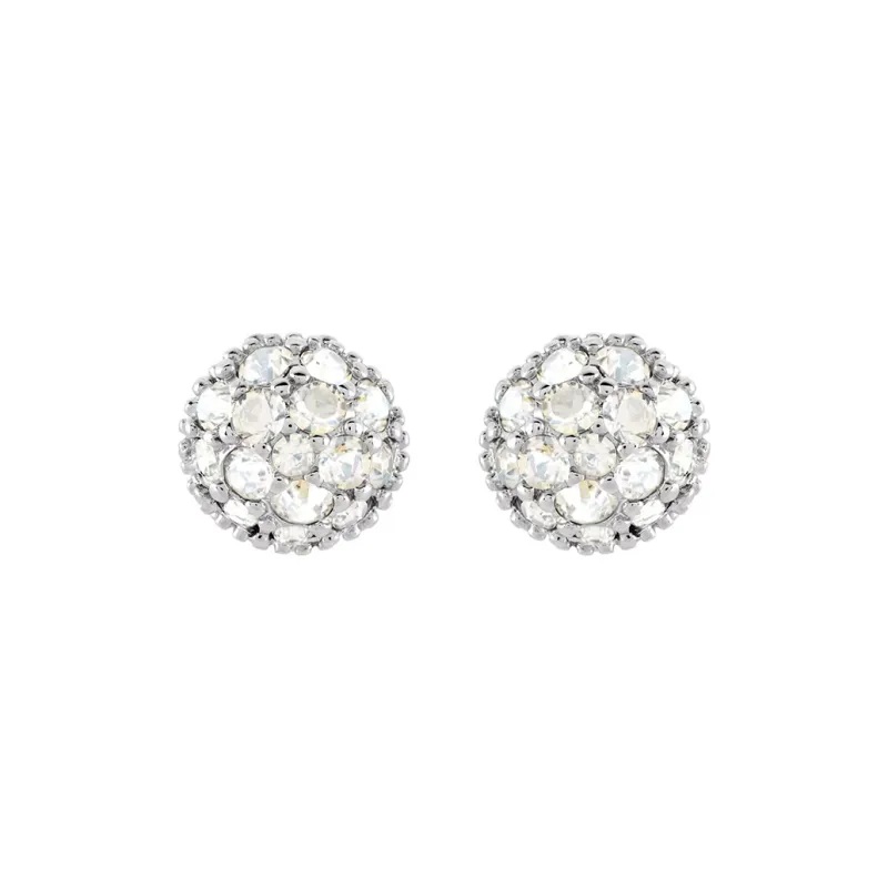 Swarovski Rhodium Plated Stud Earrings Women's White-0