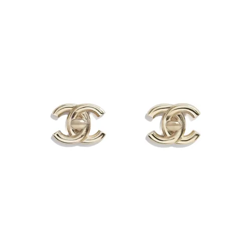 CHANEL Stud Earrings Women's Gold 1.6*1.2cm