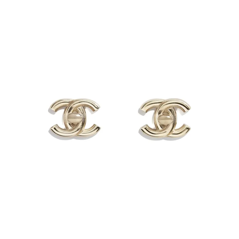 CHANEL Stud Earrings Women's Gold 1.6*1.2cm-0