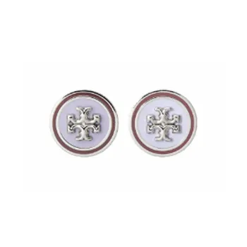TORY BURCH Enamel, 18K Gold Plated, Brass, Enamel Stud Earrings Women's Silver