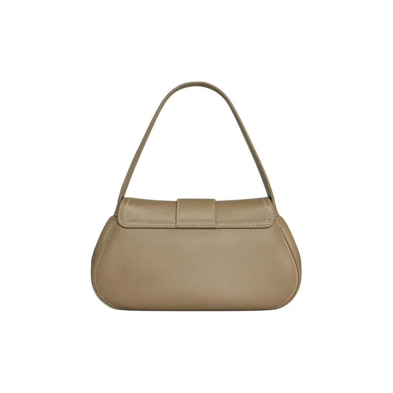 CELINE Soft Cow Leather Handbag Medium Size Women's Dark Brown Black-2