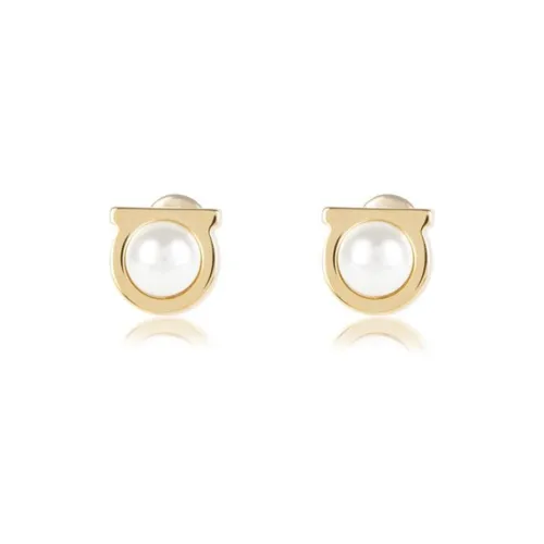 Ferragamo Gancini Stud Earrings Women's Gold