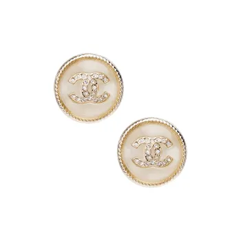 CHANEL Metal Stud Earrings Women's Gold