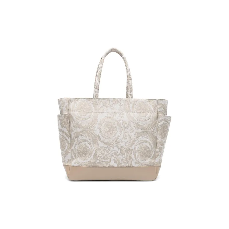 VERSACE Nylon With Cotton Diaper Mat Bag, Shoulder Bag, Crossbody Bag, Handbag Unisex Sandy Beige-1