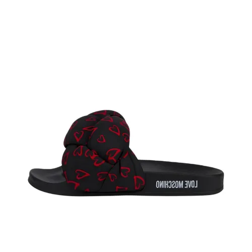 LOVE MOSCHINO Heart-print Braided Slides