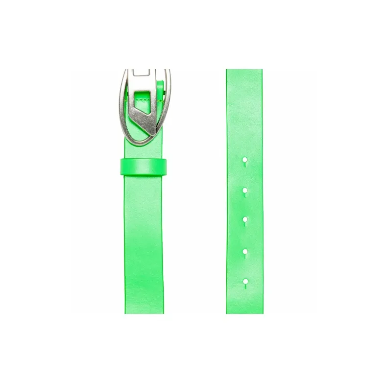 DIESEL Oval D Badge Plaque Leather Belts Kids' Green-2