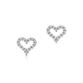 TIFFANY & CO. Platinum Diamond Earrings Women's Silver