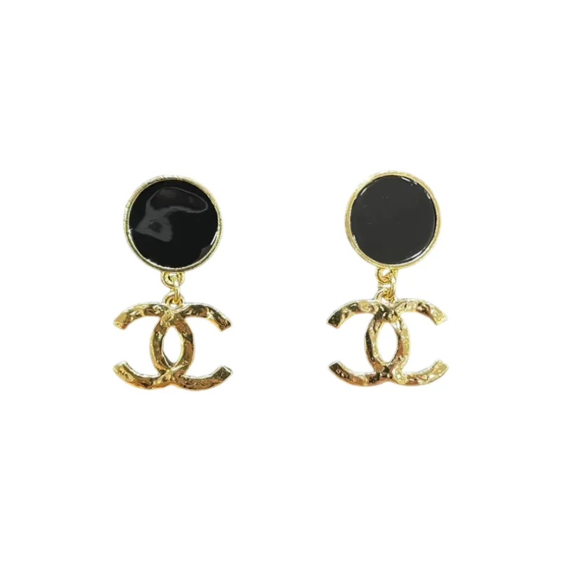 CHANEL Gemstone Stud Earrings Women's Black/Gold-0