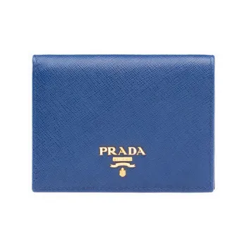 PRADA Saffiano Leather Wallet Trumpets Women's Blue