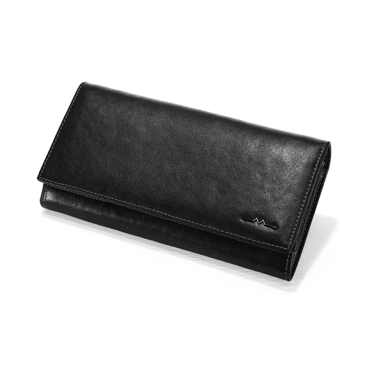 DOSRFINI Top Grain Vegetable Tanned Leather Soft Leather Money Clip Regular Men's Black-3