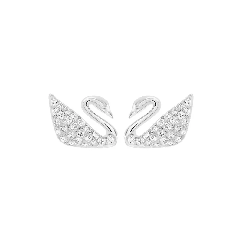 Swarovski Faux Crystal Stud Earrings Women's White Gold-Plated-0