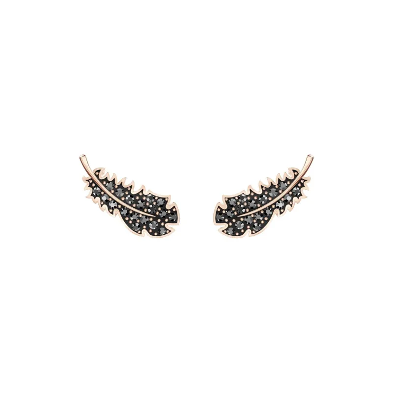 Swarovski NAUGHTY Faux Crystal Stud Earrings Women's Black-0