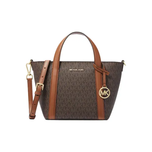 MICHAEL KORS Coated Canvas Tote Bag Shopping Bag Shoulder Bag Crossbody Bag Handbag Small Size Women's Brown