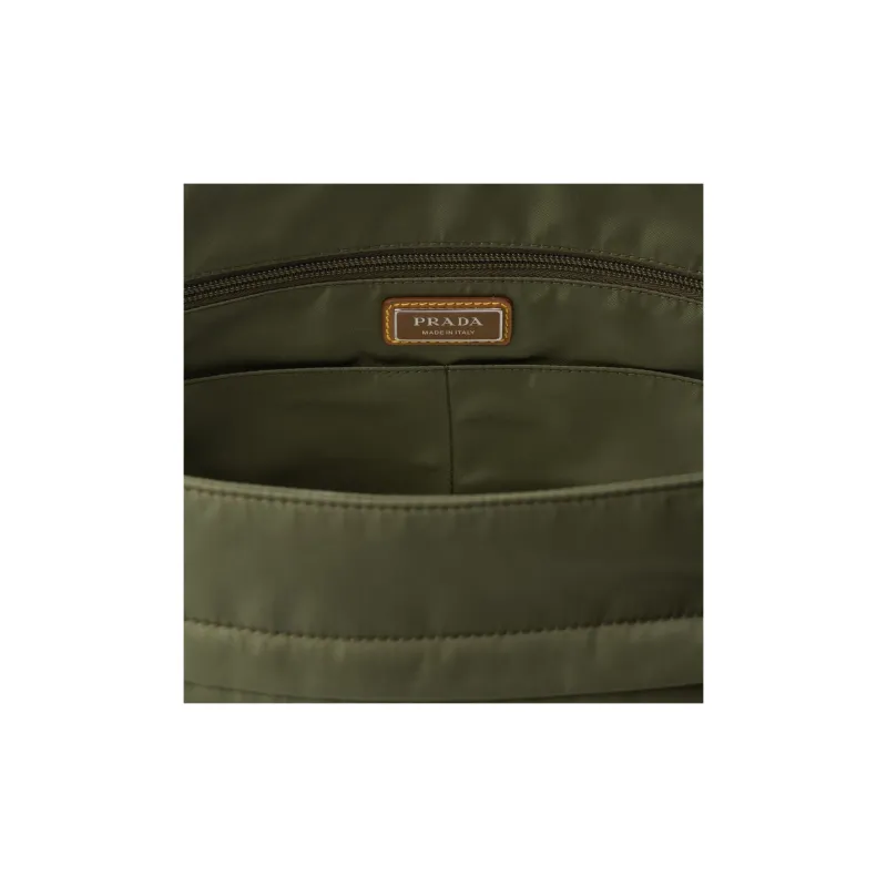 PRADA Recycled Nylon With Patchwork Leather Crossbody Bag Shoulder Bag Men's Army Green With Caramel Candy-4