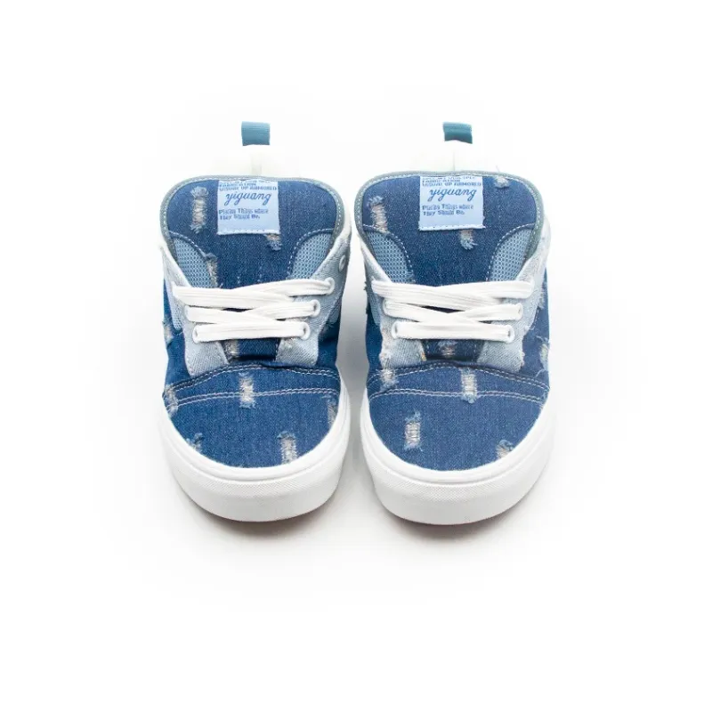 I'm Shopping Anti Slip Wear Resistant Low Top Skateboard Shoes Unisex Dark Blue-2