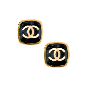 CHANEL Metal Stud Earrings Women's