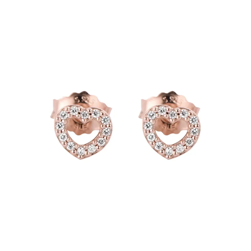 Pandora 925 Sterling Silver Stud Earrings Women's Rose Gold-0