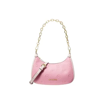MICHAEL KORS Patchwork Leather Shoulder Bag, Portable Crossbody Shoulder Bag Medium Size Women's Pink/Gray/Brown