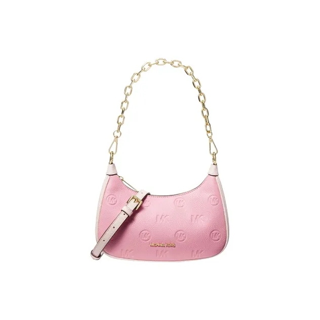 MICHAEL KORS Patchwork Leather Shoulder Bag, Portable Crossbody Shoulder Bag Medium Size Women's Pink/Gray/Brown-0