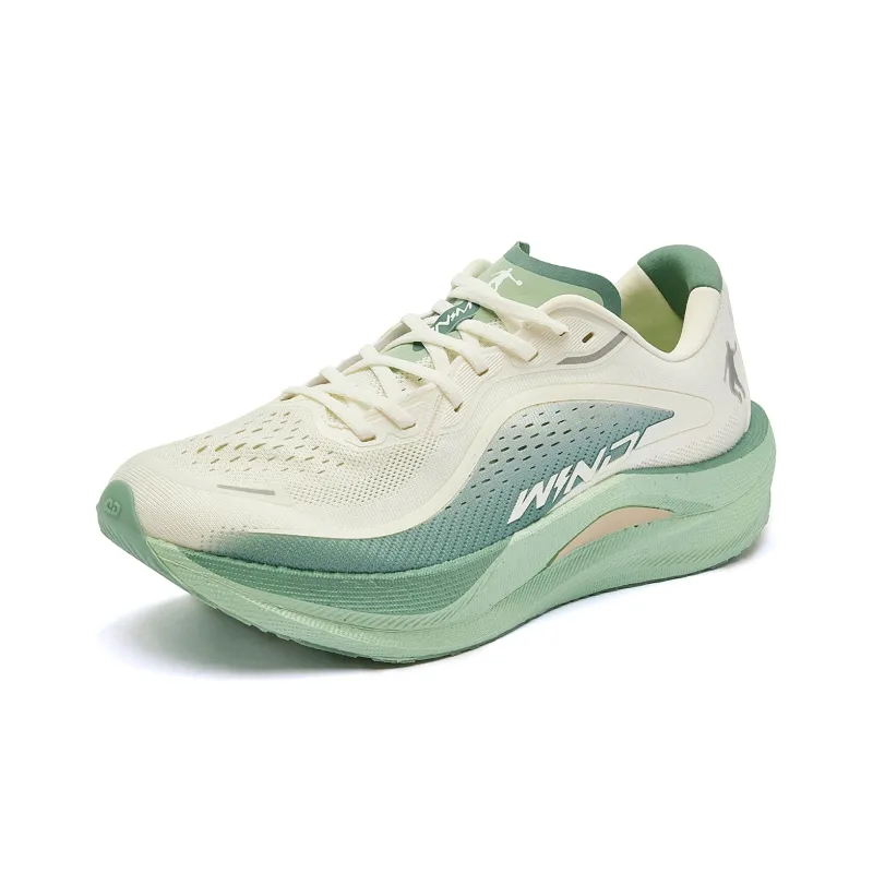 QIAODAN Strong Winds 2.0 Cushioned Slip Resistant Q KUNGFU TURBO Running Shoes Men's Ivory Jade Green-3