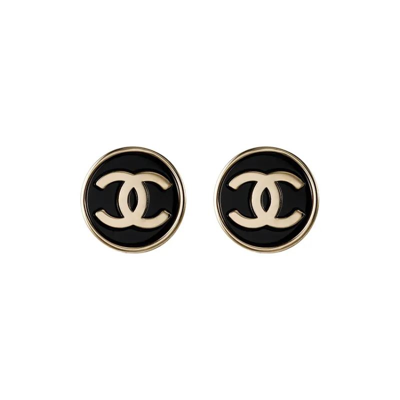 CHANEL Stud Earrings Women's Black-1