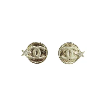 CHANEL Stud Earrings Women's Gold