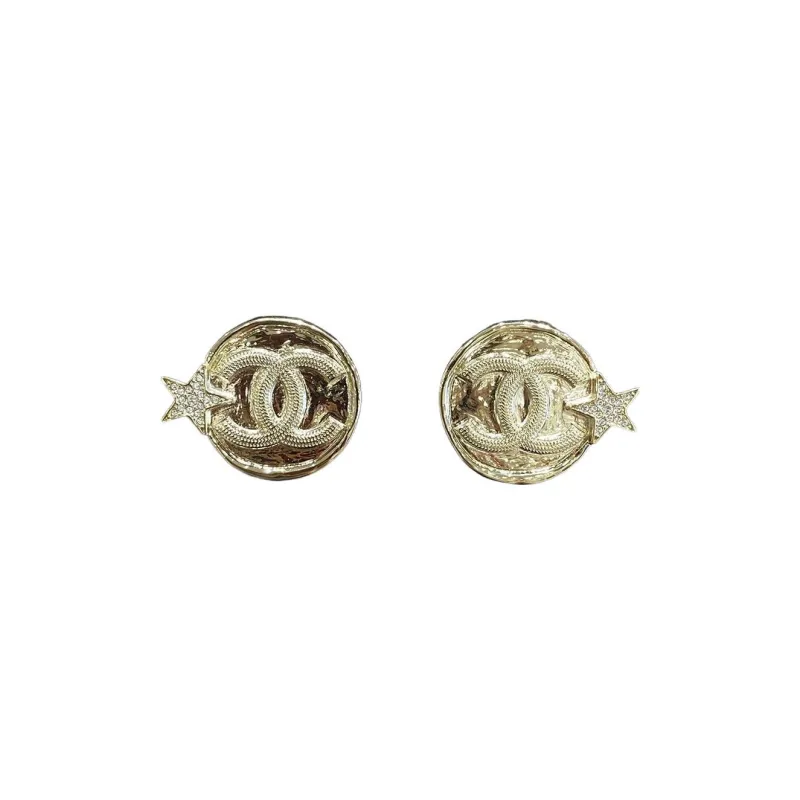 CHANEL Stud Earrings Women's Gold-0