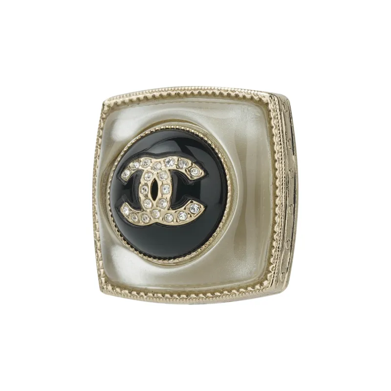 CHANEL Crystal Diamond Stud Earrings Women's Gold-1