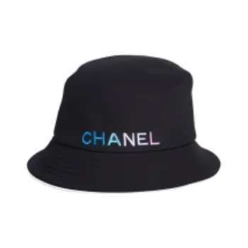 CHANEL Cotton Bucket Hats Unisex Black