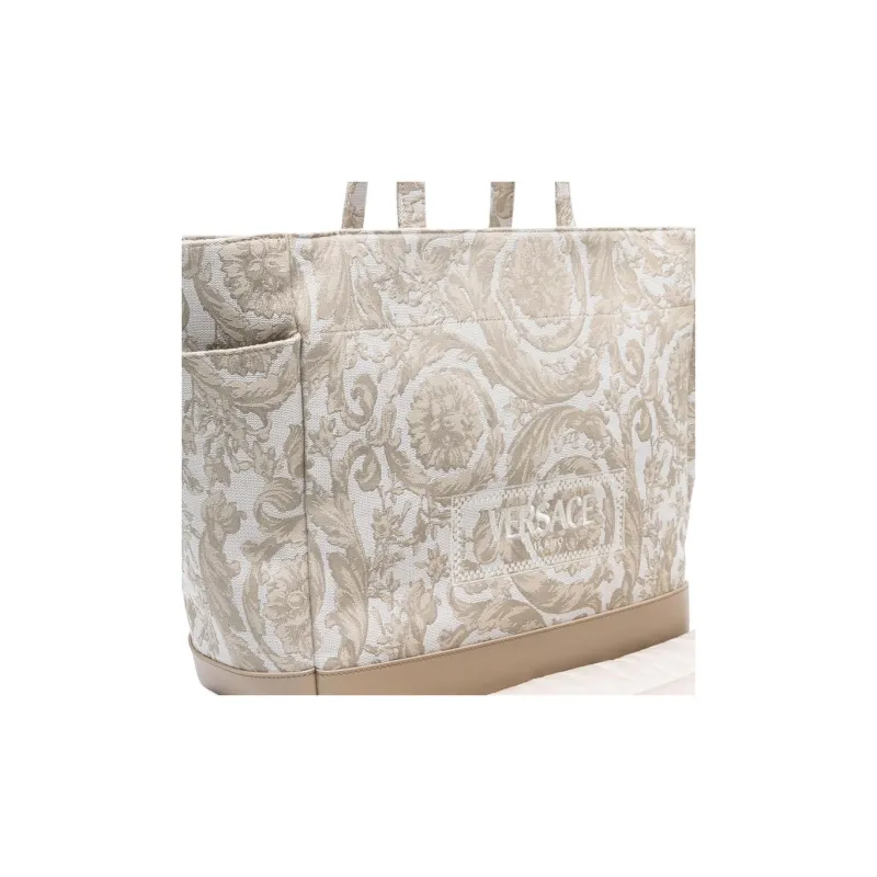 VERSACE Nylon With Cotton Diaper Mat Bag, Shoulder Bag, Crossbody Bag, Handbag Unisex Sandy Beige-3